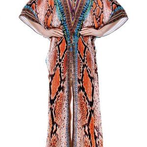 Shahida Parides Long Silk Kaftan Dress
